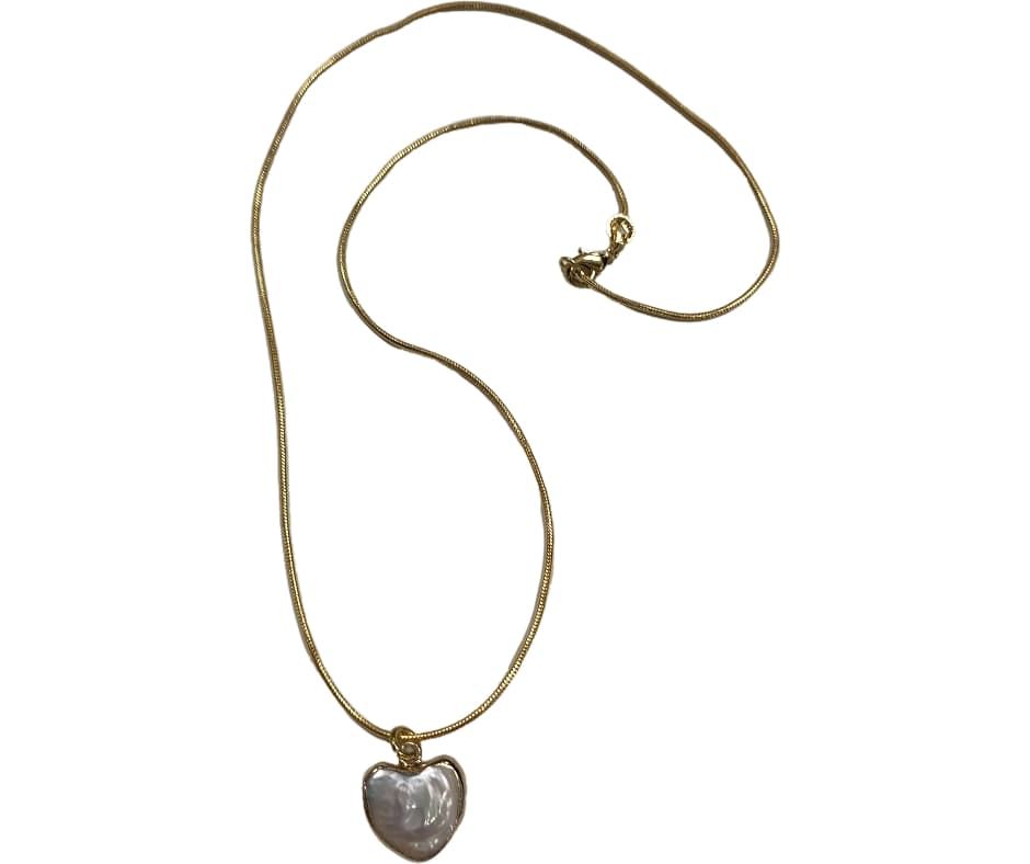 Colgante dorado corazón perla - Imagen 1