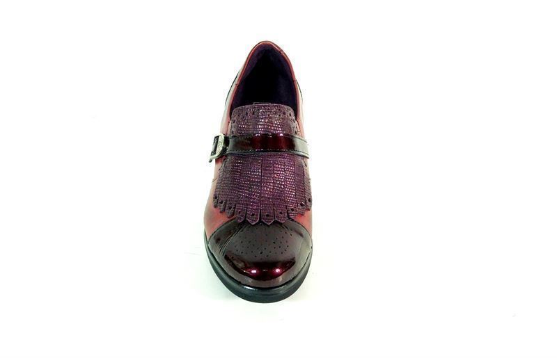 Pitillos- Zapato abotinado con flecos burdeos - Imagen 3