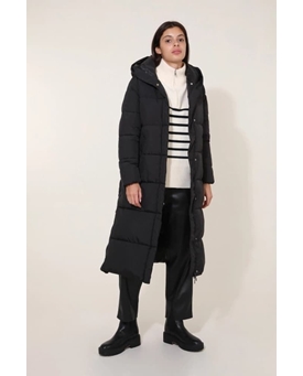 Abrigo acolchado con capucha negro - Imagen 1