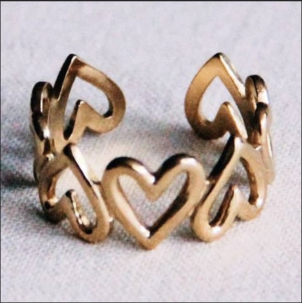 Anillo ajustable de acero inoxidable corazones - Imagen 1