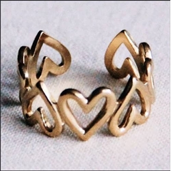 Anillo ajustable de acero inoxidable corazones - Imagen 1