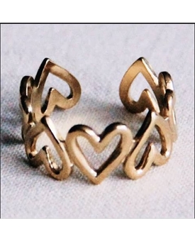 Anillo ajustable de acero inoxidable corazones - Imagen 1