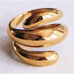 Anillo en acero en espiral dorado - Imagen 1