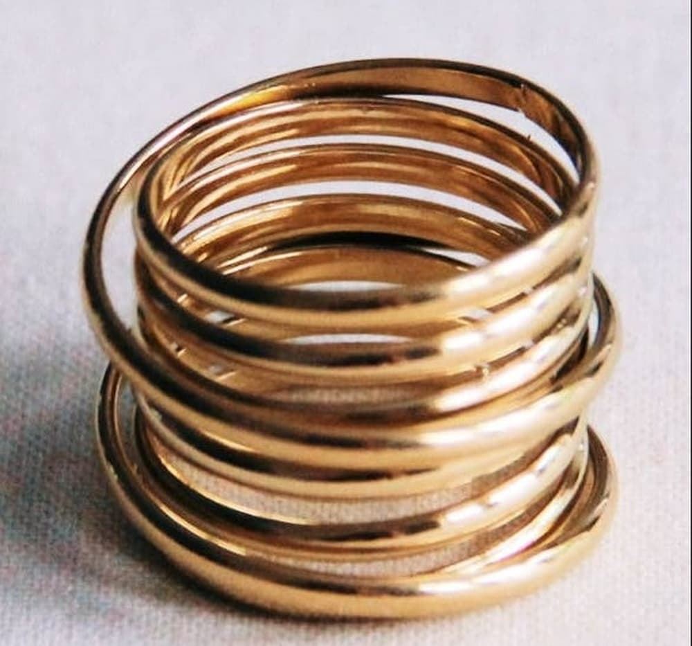 Anillo XL acero inoxidable multicapa dorado - Imagen 1