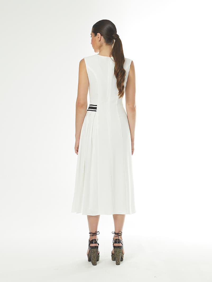 Arggido_ Vestido midi blanco tableado - Imagen 2