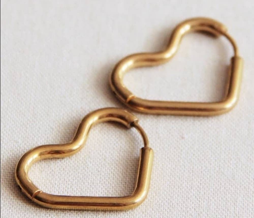 Aros en forma de corazón grande de acero inoxidable - Imagen 1