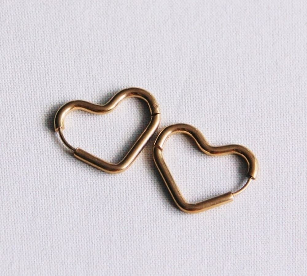 Aros en forma de corazón grande de acero inoxidable - Imagen 2
