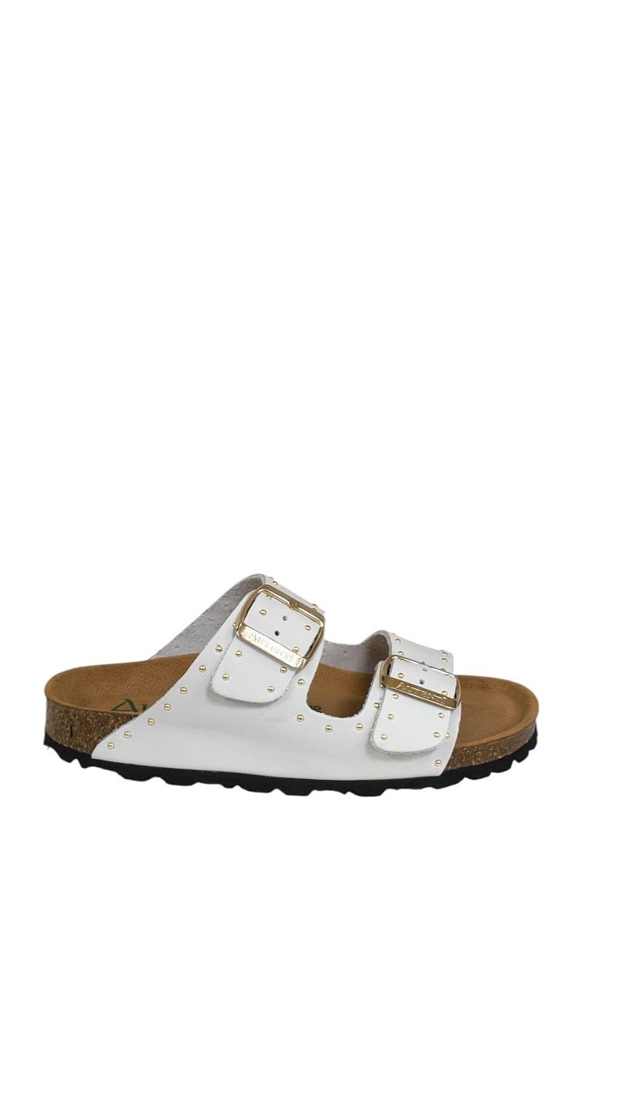 Autenti_ Sandalia bio piel blanca con tachuelas - Imagen 1