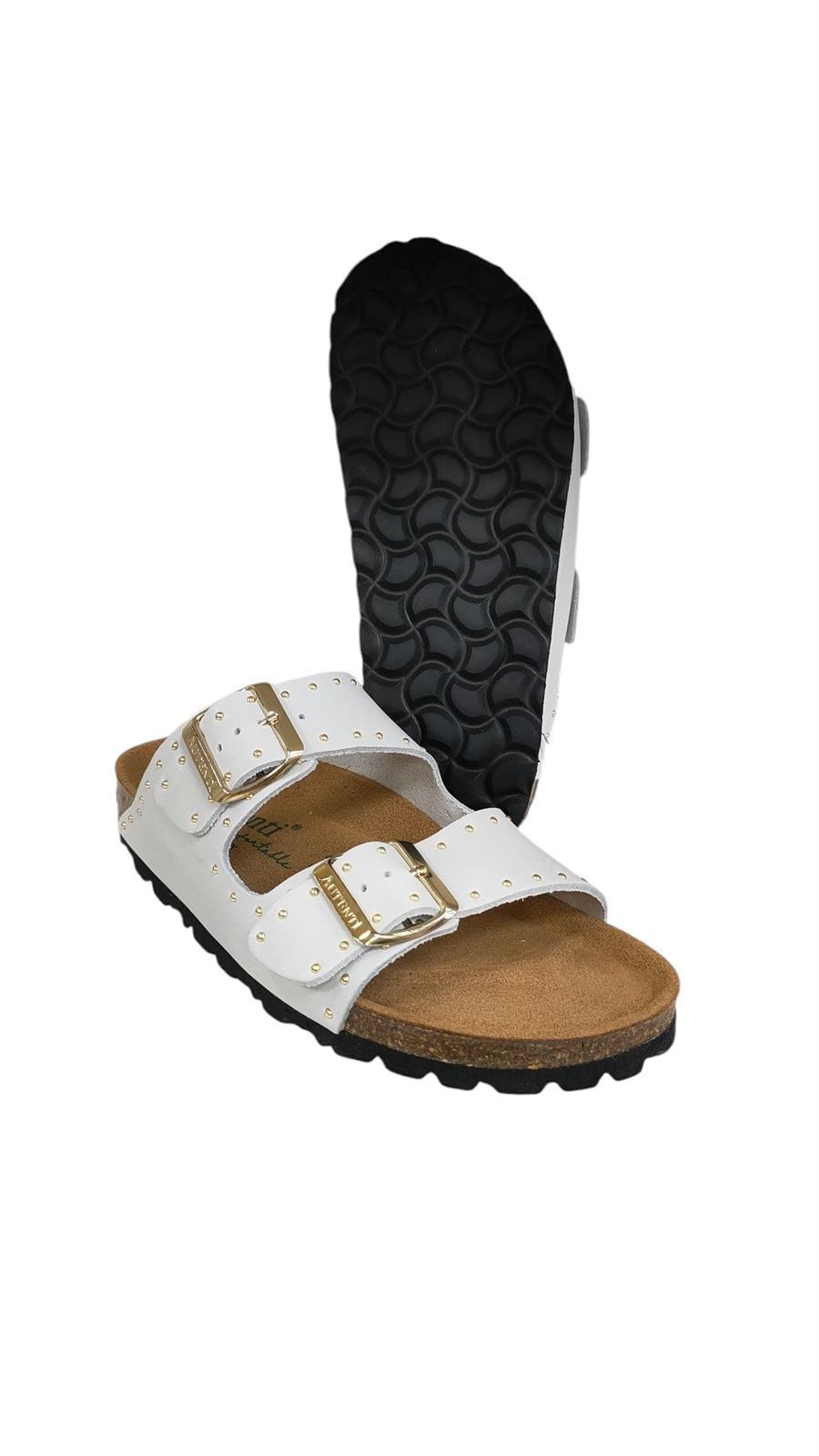 Autenti_ Sandalia bio piel blanca con tachuelas - Imagen 4