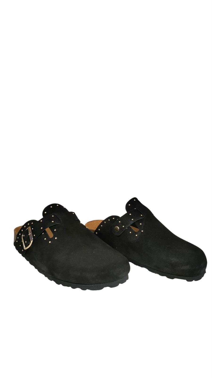 Autenti_ Zueco serraje negro tachuelas dorado - Imagen 2