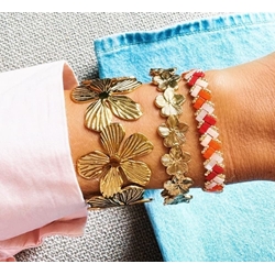 Brazalete XL con flores en dorado - Imagen 2