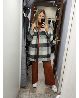 Buddyblue_ Abrigo cuadros gris - Imagen 1