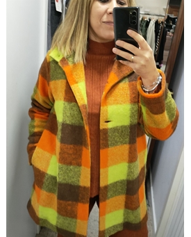 Buddyblue_ Abrigo cuadros marrón - Imagen 2