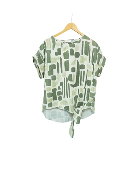 Buddyblue_ Blusa anudada estampado manchas - Imagen 1