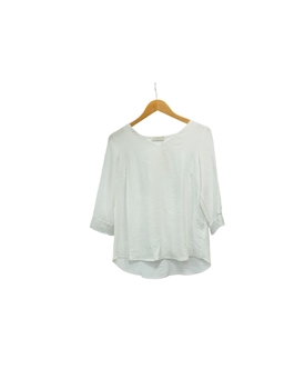 Buddyblue_ Blusa cuello pico lazada mangas blanca - Imagen 1