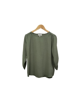 Buddyblue_ Blusa manga fruncida kaki - Imagen 1