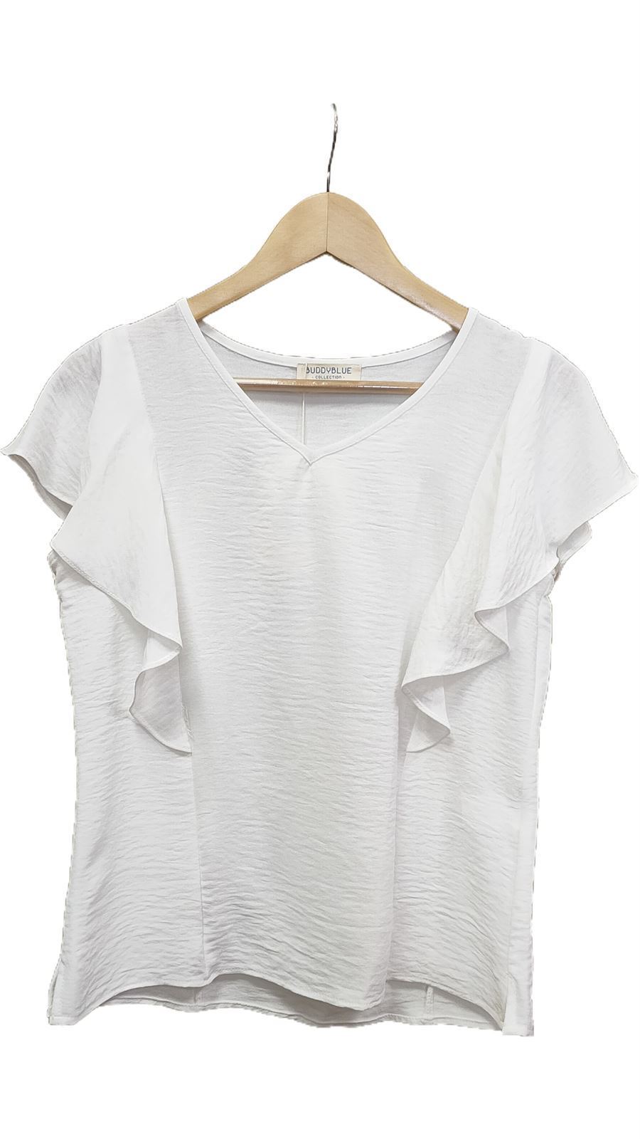 Buddyblue_ Blusa volantes blanca - Imagen 1