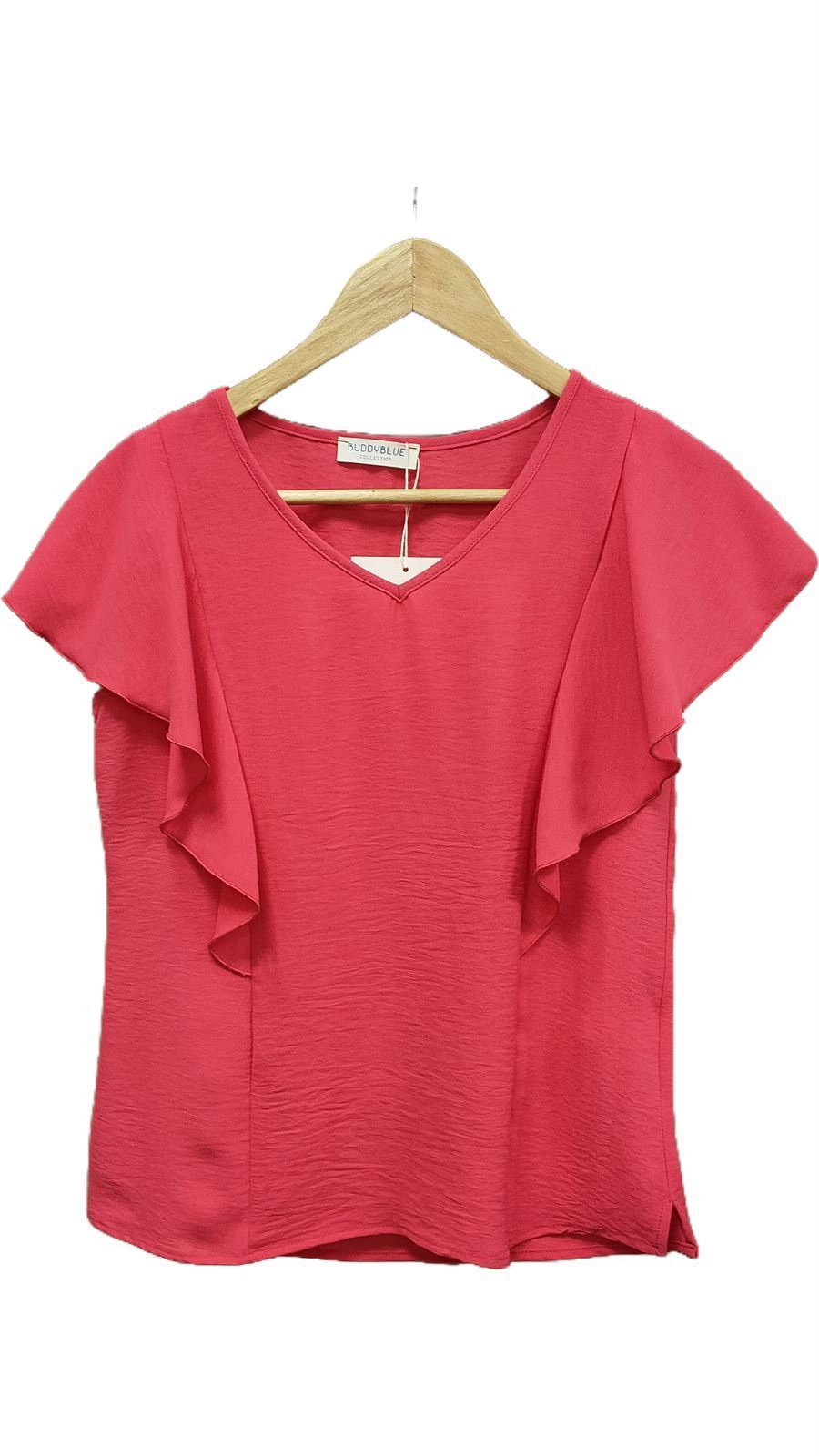 Buddyblue_ Blusa volantes coral - Imagen 1