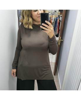 Buddyblue_ Camiseta larga marrón - Imagen 1