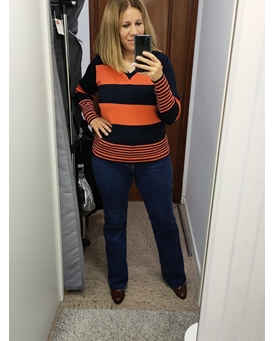 Buddyblue_ Jersey cuello pico rayas colores - Imagen 1