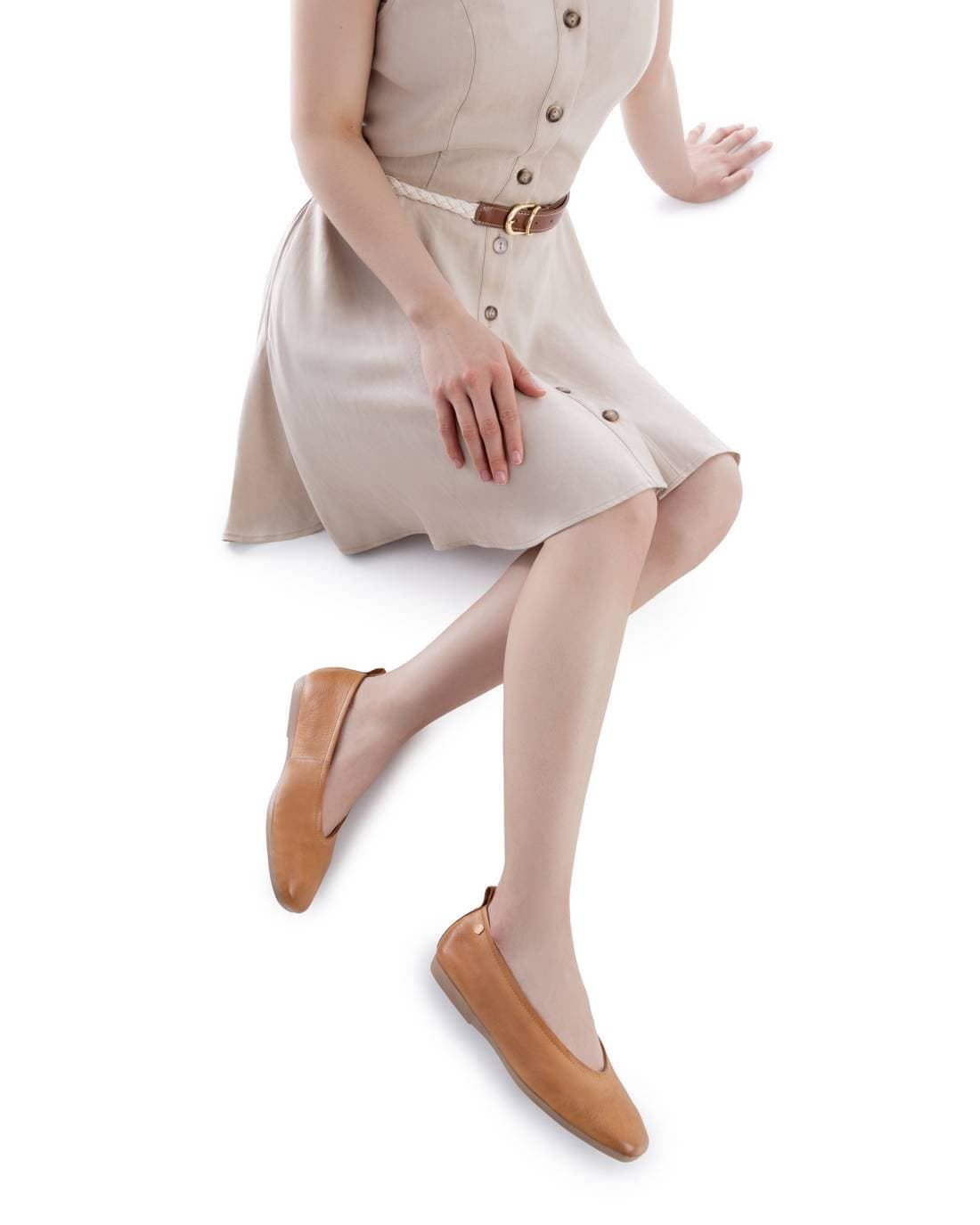 Carmela_ Bailarina piel camel - Imagen 2