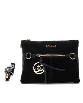 Carmela_ Bolso bandolera serraje negro - Imagen 1