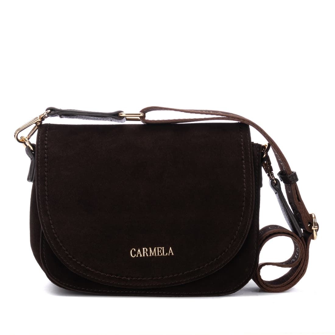 Carmela_ Bolso serraje bandolera marrón/camel - Imagen 1