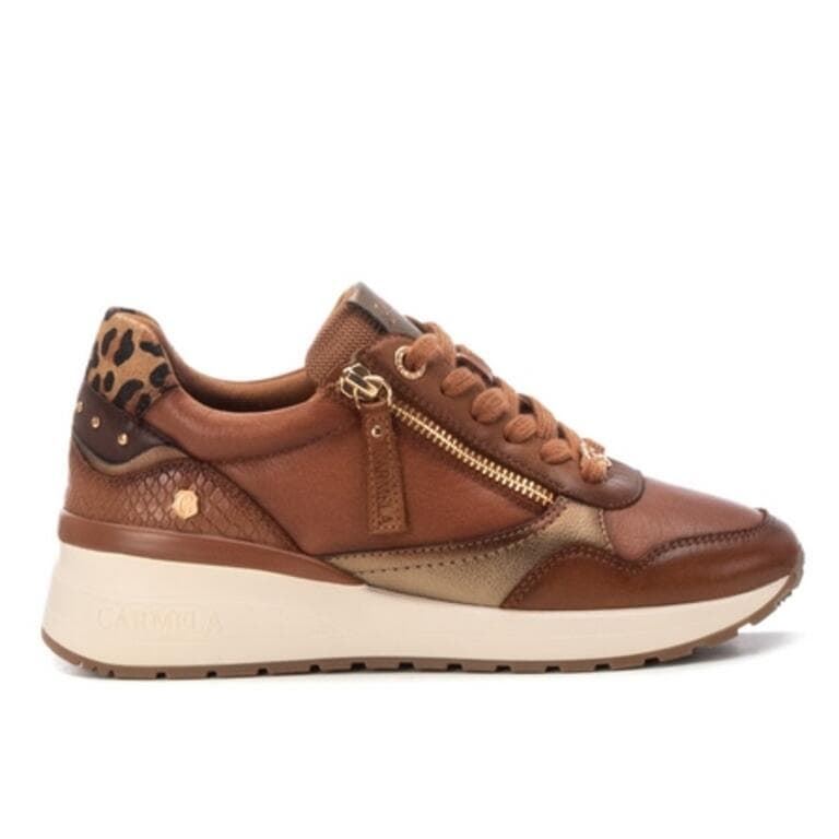 Carmela_ Deportivo piel camel con cremallera - Imagen 1