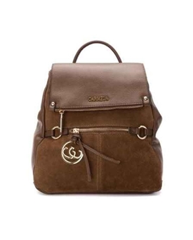 Carmela_ Mochila piel y serraje en camel - Imagen 1