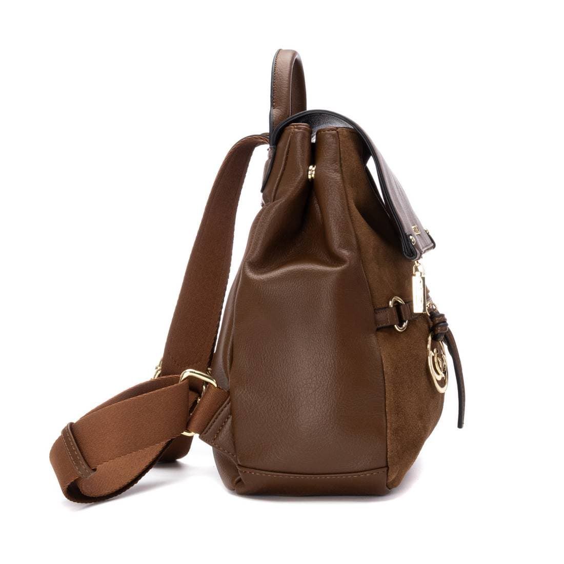 Carmela_ Mochila piel y serraje en camel - Imagen 2