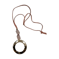 Colgante cordón rosa aro - Imagen 1