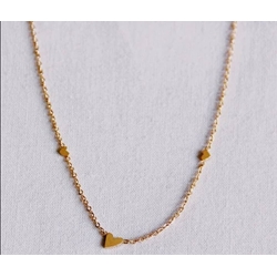 Collar fino de acero inoxidable con 3 mini corazones - Imagen 1