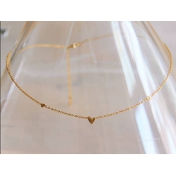 Collar fino de acero inoxidable con 3 mini corazones - Imagen 2