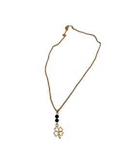 Collar trebol piedras negras - Imagen 1