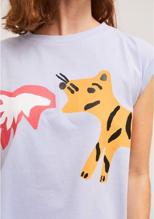 Compañía Fantástica_ Camiseta algodón estampado de tigres con fuego - Imagen 5