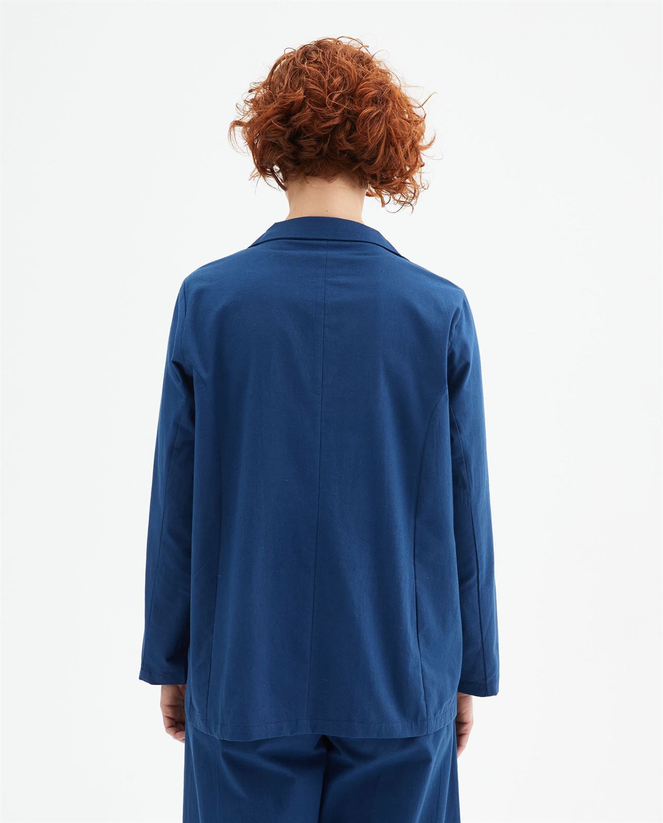 Compañía Fantástica_ Blazer de algodón con cuello solapa azul - Imagen 2