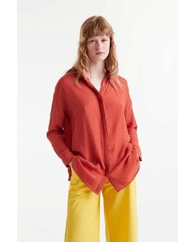 Compañía Fantástica_ Camisa oversize fluida naranja - Imagen 1