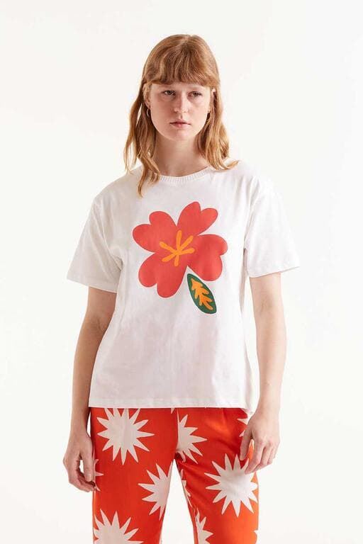 Compañía Fantástica_ Camiseta print flor blanca - Imagen 1