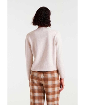 Compañia Fantástica_ Cardigan de punto crudo cuello redondo - Imagen 2