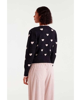 Compañía Fantástica_ Cardigan jacquard con detalles corazon - Imagen 2