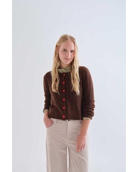 Compañía Fantástica_ Cardigan marrón botones corazón rojo - Imagen 1