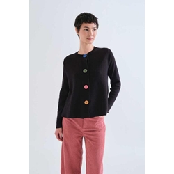 Compañía Fantástica_ Cardigan negra botones colores - Imagen 1
