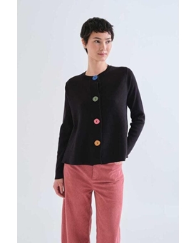 Compañía Fantástica_ Cardigan negra botones colores - Imagen 1
