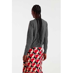 Compañía Fantástica_ Cárdigan punto fino con detalle floral gris - Imagen 2