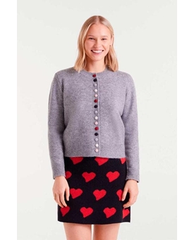 Compañia Fantástica_ Cardigan punto gris cuello redondo - Imagen 1