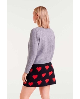 Compañia Fantástica_ Cardigan punto gris cuello redondo - Imagen 2