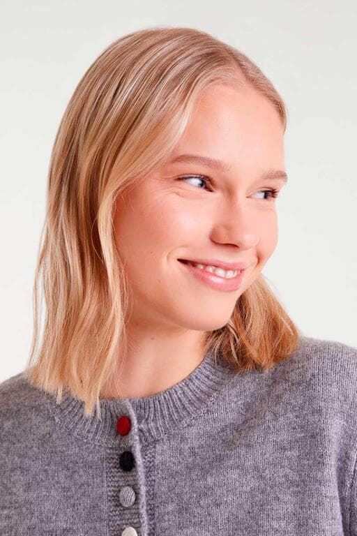 Compañia Fantástica_ Cardigan punto gris cuello redondo - Imagen 3