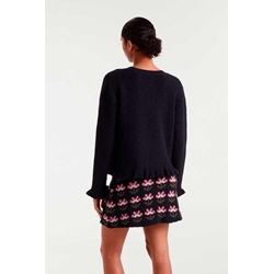 Compañía Fantástica_ Cardigan punto negro botones corazones rosas - Imagen 2