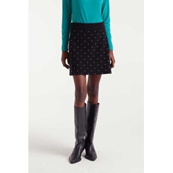 Compañía Fantástica_ Falda corta punto jacquard con estampado mini black - Imagen 1
