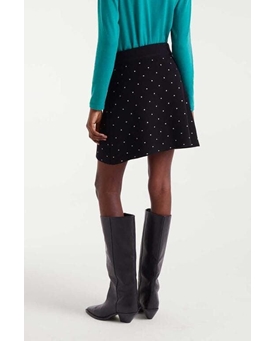 Compañía Fantástica_ Falda corta punto jacquard con estampado mini black - Imagen 2
